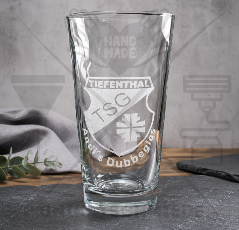 Dubbeglas mit Lasergravur Dubbeglas mit Lasergravur