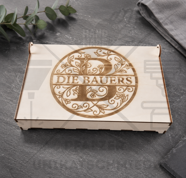 Holzkiste Geschenk mit Lasergravur Holzkiste Geschenk mit Lasergravur